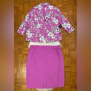 NWT Jessica London Floral Blazer & Skirt Set Pink/White Plus Size 30W